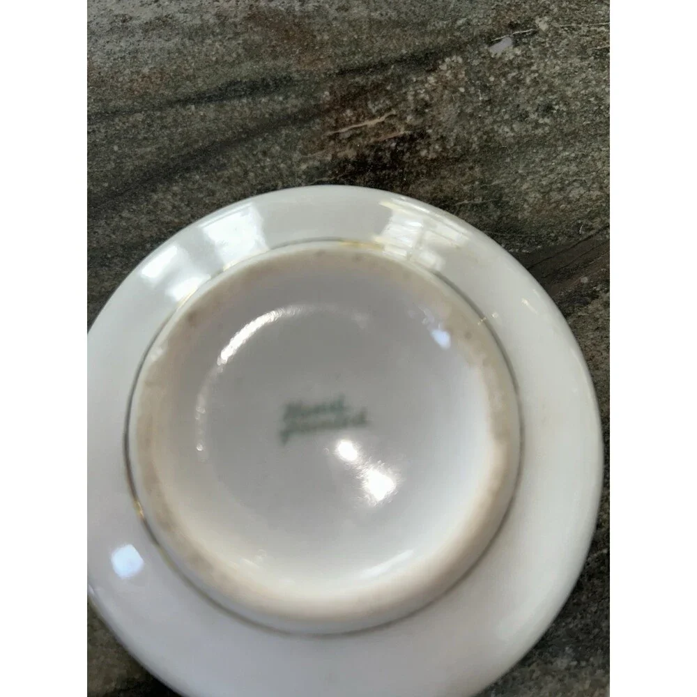 Antique RS Prussia Porcelain Hair Receiver Hand-painted Floral 3 1/2 “